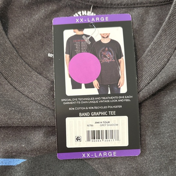 Jimi Hendrix Tour Men’s Black Graphic Band Tshirt short sleeve size XXL - Picture 7 of 7